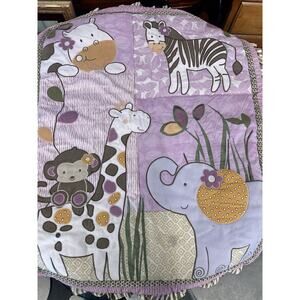 CoCalo Baby Blanket GIRAFFE HIPPO JUNGLE Comforter Crib Quilt PINK Appox45”x 37”